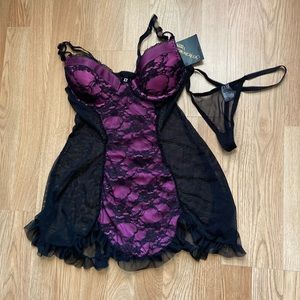 Black/Pink Lingerie Set
